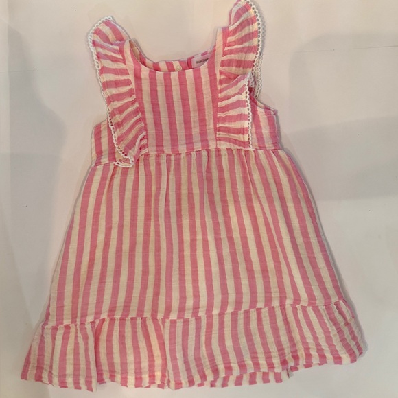 Angel Dear Other - Angel Dear Pink Stripe Ruffle Dress 4T NWOT Cotton Muslin Lined